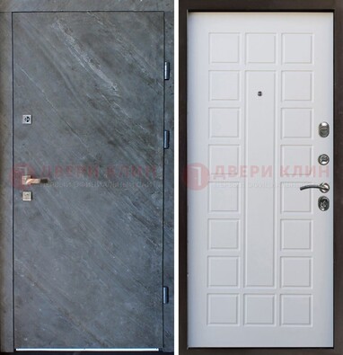 Железная дверь с МДФ серая и белая ДМ-505 в Ногинске