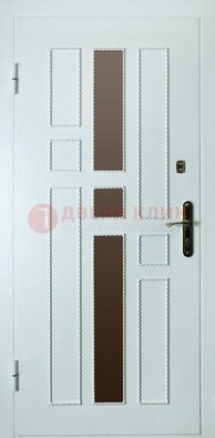 Белая стальная дверь с МДФ и декоративными вставками ДМ-62 в Ногинске