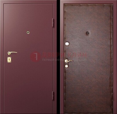 Бордовая железная дверь с нитроэмалью ДН-1 в Ногинске