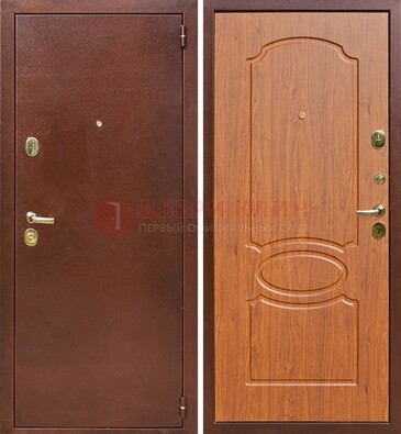 Коричневая стальная дверь с порошковым напылением ДП-137 в Ногинске
