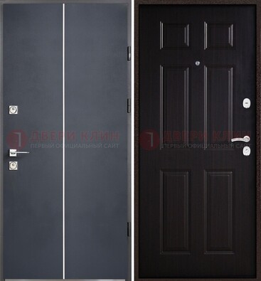 Железная дверь с порошковым покрытием и отделкой Темный орех внутри ДП-211 в Ногинске