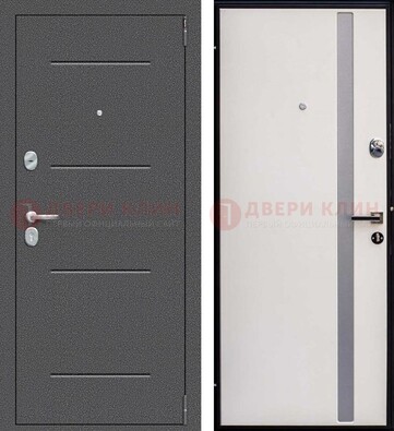 Железная дверь с порошковым напылением и белой МДФ ДП-212 в Ногинске