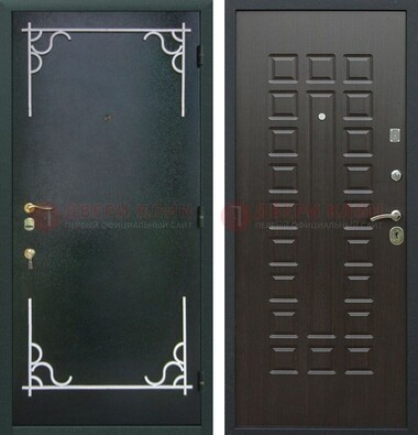 Темная входная дверь с порошковым покрытием и МДФ венге ДП-223 в Ногинске