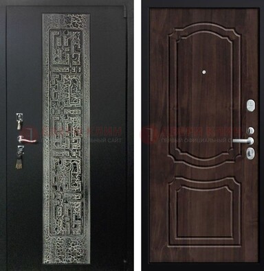 Темная входная дверь с порошковым покрытием и МДФ внутри ДП-224 в Зеленограде