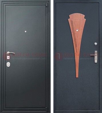 Черная железная дверь с порошковым покрытием и накладкой МДФ внутри ДП-245 в Ступино