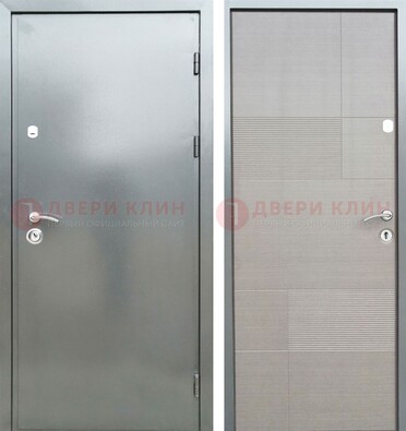 Металлическая серая дверь с порошковым покрытием и серым МДФ внутри ДП-250 в Ногинске