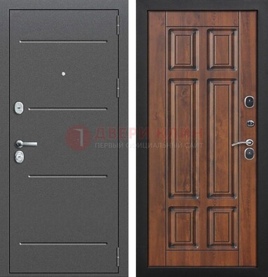 Стальная дверь с порошковым покрытием Антик серебро и филенчатой МДФ ДП-267 в Ногинске