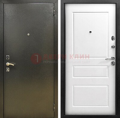 Входная дверь Темное серебро с порошковым напылением и белой МДФ ДП-272 в Ногинске