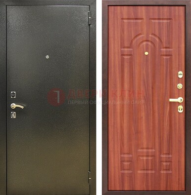 Входная темно-серая дверь с порошковой отделкой и МДФ Миланский орех ДП-281 в Ногинске