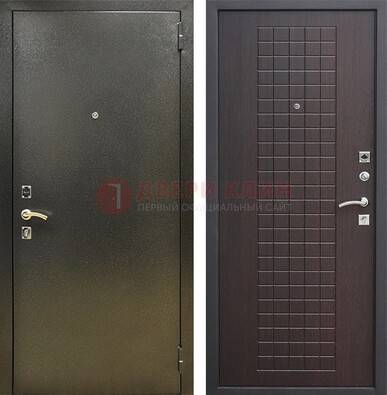 Темная железная дверь с порошковым напылением и терморазрывом МДФ Махагон ДП-286 в Зеленограде