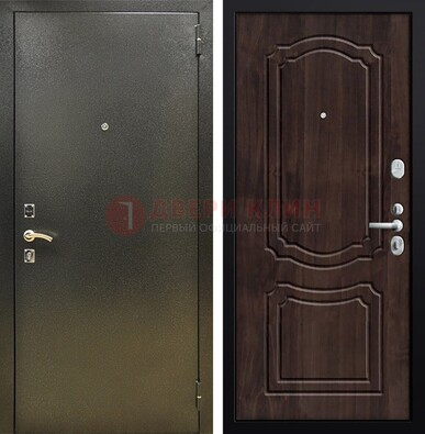 Темно-серая железная дверь с порошковым покрытием и коричневой МДФ ДП-288 в Ногинске