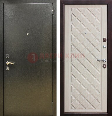 Темно-серая железная дверь с порошковым покрытием и филенчатой МДФ ДП-289 в Ногинске