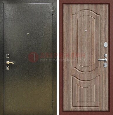 Темно-серая входная дверь с порошковым покрытием и коричневая МДФ ДП-290 в Ногинске