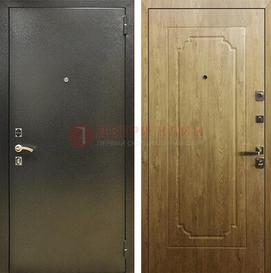 Темно-серая входная дверь с порошковым покрытием и МДФ Золотой дуб ДП-291 в Ногинске