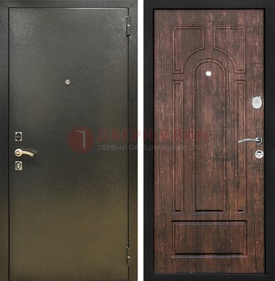 Темно-серая металлическая дверь с порошковым покрытием и МДФ коричневая ДП-292 в Ногинске