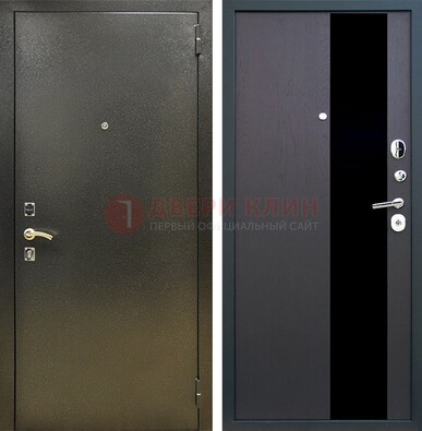 Входная темная дверь с порошковым покрытием и МДФ со стеклом ДП-294 в Ногинске