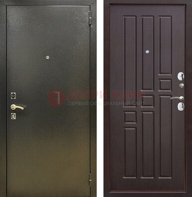 Входная темно-серая дверь с порошковым напылением и коричневой МДФ ДП-301 в Ногинске