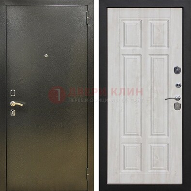 Входная темно-серая дверь с порошковым напылением и МДФ с филенкой ДП-302 в Ногинске