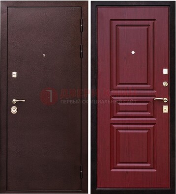 Бордовая входная дверь с порошковым окрасом ДП-36 в Ногинске