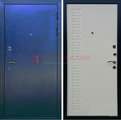 Синяя железная дверь с порошковым напылением ДП-49 в Лобне