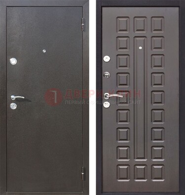 Коричневая железная дверь с порошковым окрасом ДП-63 в Ногинске