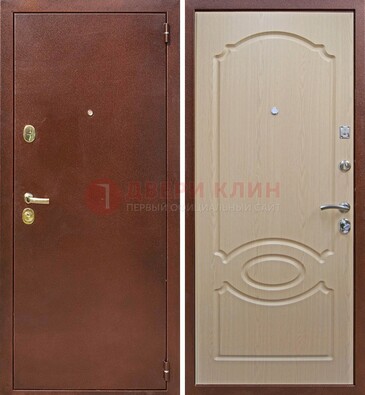 Коричневая металлическая дверь с порошковым окрасом ДП-76 в Липецке