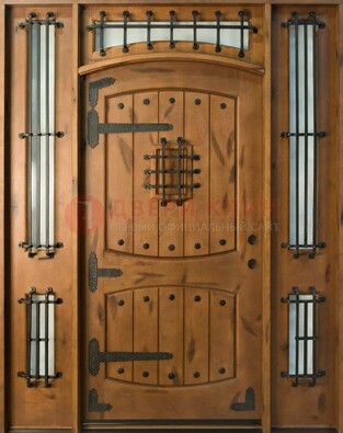 Парадная дверь с коваными элементами ДПР-68 в коттедж в Ногинске