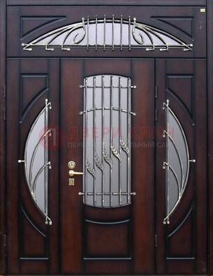 Парадная дверь со стеклянными вставками и ковкой ДПР-9 для улицы в Ногинске