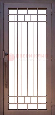 Стальная решетчатая дверь в коричневом цвете ДР-12 в Ногинске