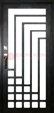Черная стальная решетчатая дверь в современном стиле ДР-43 в Ногинске