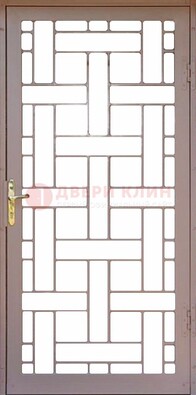 Коричневая металлическая решетчатая дверь для дома ДР-47 в Ногинске