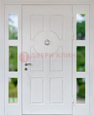 Белая стальная дверь со стеклом и фрамугами ДС-20 в Ногинске
