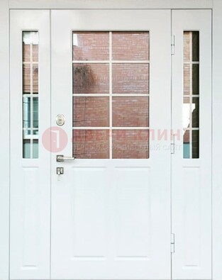 Белая стальная дверь со стеклом и фрамугами ДС-27 в Ногинске