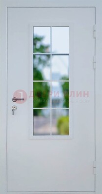 Белая железная дверь порошок со стеклом ДС-31 в Ногинске