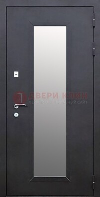 Черная стальная дверь порошок со стеклом ДС-33 в Ногинске