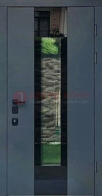 Современная дверь со стеклом для коттеджа ДС-40 в Ногинске