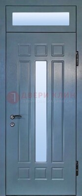 Серая металлическая дверь со стеклом ДС-70 в Ногинске