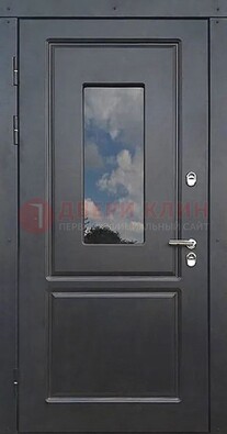 Чёрная металлическая дверь со стеклом ДС-77 в Ногинске