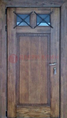 Металлическая дверь с Виноритом со стеклом и ковкой под старину ДСК-209 в Ногинске