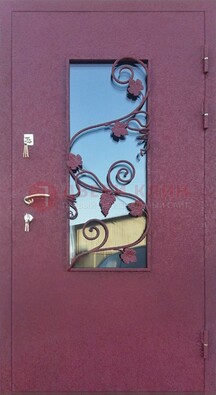 Железная дверь Порошок со стеклом и ковкой лозы ДСК-220 во Владимире