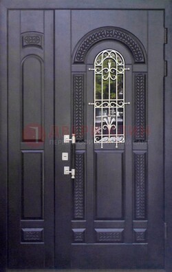 Входная дверь Винорит со стеклом и ковкой с узором ДСК-270 в Ногинске