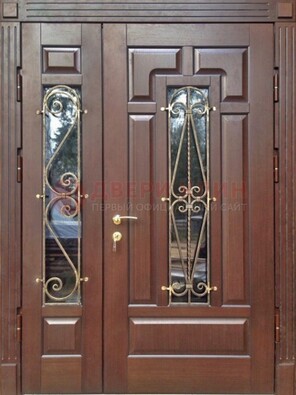 Стальная распашная дверь Винорит стекло и ковка ДСК-274 в Ногинске