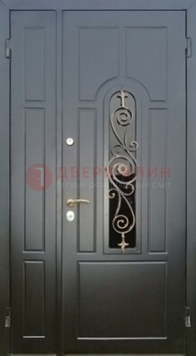 Металлическая дверь Винорит со стеклом в темном цвете ДСК-276 в Ногинске