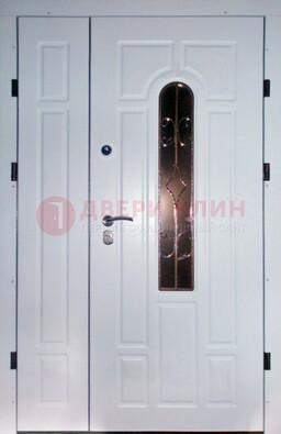 Входная дверь Винорит со стеклом в белом цвете ДСК-277 в Ногинске