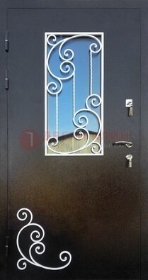 Входная дверь Порошок со стеклом и ковкой ДСК-278 в Ногинске