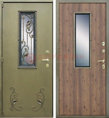 Офисная железная дверь со стеклом и ковкой ДСК-44 в Ногинске
