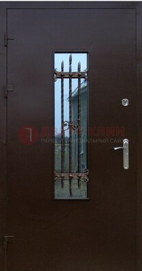 Надежная металлическая дверь со стеклом и ковкой ДСК-47 в Ногинске