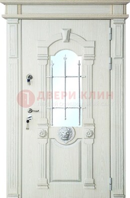 Герметичная входная дверь со стеклом и ковкой с украшением ДСК-64 в Ногинске