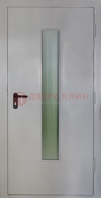 Белая металлическая противопожарная дверь со стеклянной вставкой ДТ-2 в Ногинске