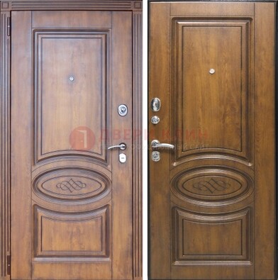 Коричневая металлическая дверь с виноритом ДВТ-10 в Ногинске